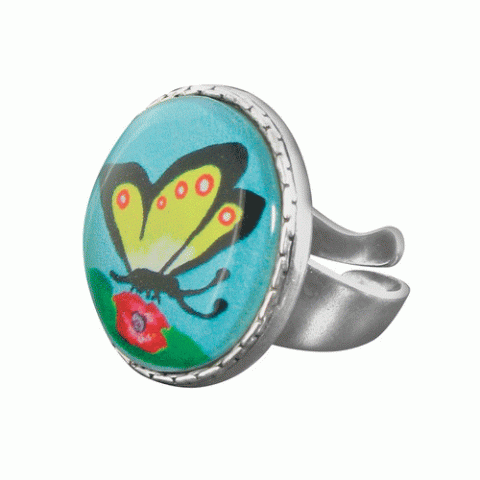 Кольцо из речного жемчуга и коралла ENVOLEE blue round ring