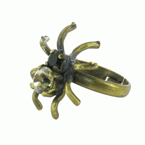 Кольцо из оникса и горного хрусталя Sortilege spider