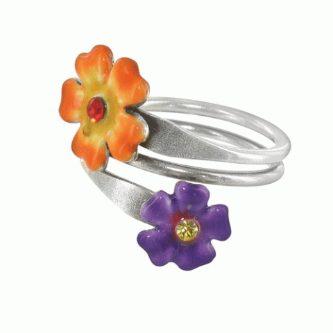 Кольцо из коралла и нефрита Prince orange & violet