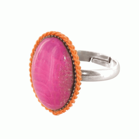 Кольцо из амазонита и говлита Promesse pink oval