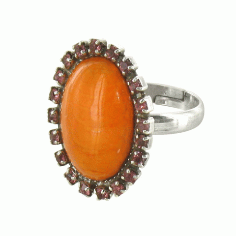 Кольцо из амазонита и говлита Promesse orange oval