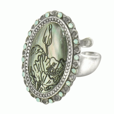 Кольцо из амазонита и авантюрина Botanica oval