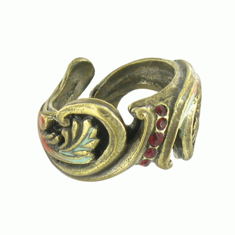Кольцо из коралла и рога Acanthe seal
