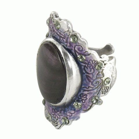 Кольцо из граната и лабрадорита Purple Rain oval