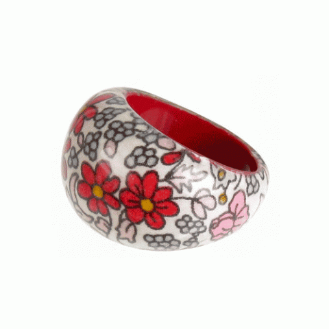 Кольцо из коралла, жемчуга, нефрита и текстиля LEONIE LIBERTY 19--60700