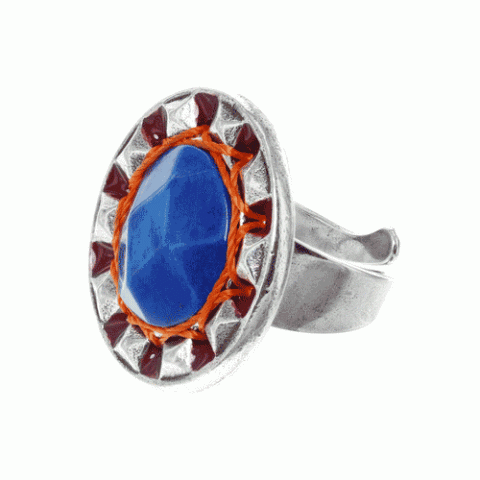 Кольцо из ляписа лазури и кристаллов Сваровски SONGHAI 19--60842