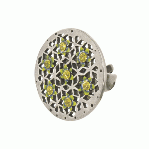 Кольцо из кальцита, лунного камня, нефрита и кости буйвола AZUR 19--M1370