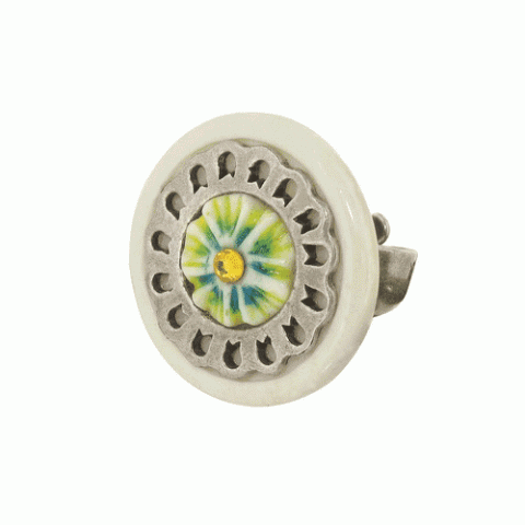 Кольцо из кальцита, лунного камня, нефрита и кости буйвола AZUR 19--M1372