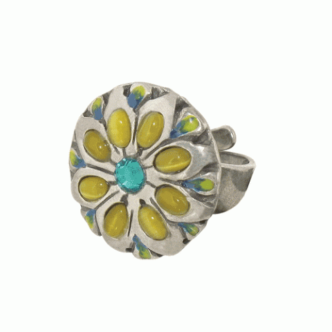 Кольцо из кальцита, лунного камня, нефрита и кости буйвола AZUR 19--M1373