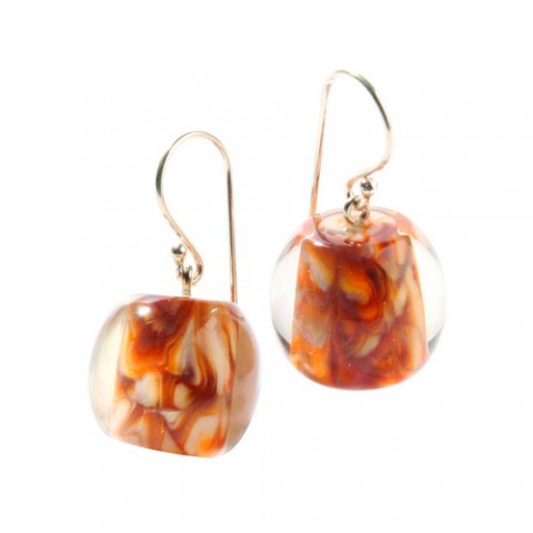 Серьги Zsiska - Colourful Beads orange marble mini
