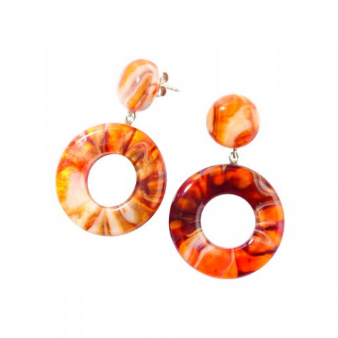 Серьги Zsiska - Colourful Beads orange marble twin