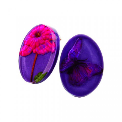 Серьги Zsiska - Butterfly purple oval